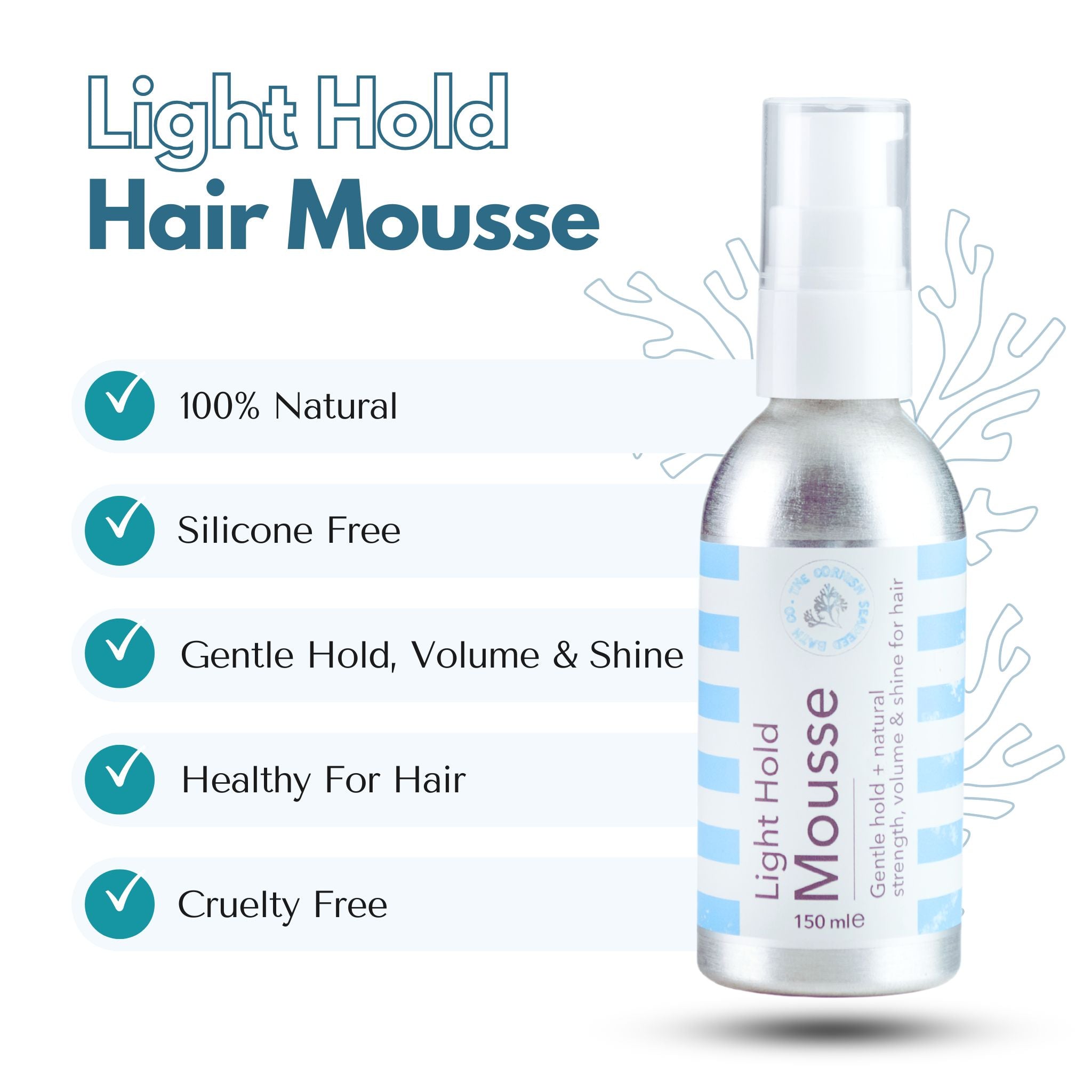 Light Hold Hair Mousse - The Cornish Seaweed Bath Co.