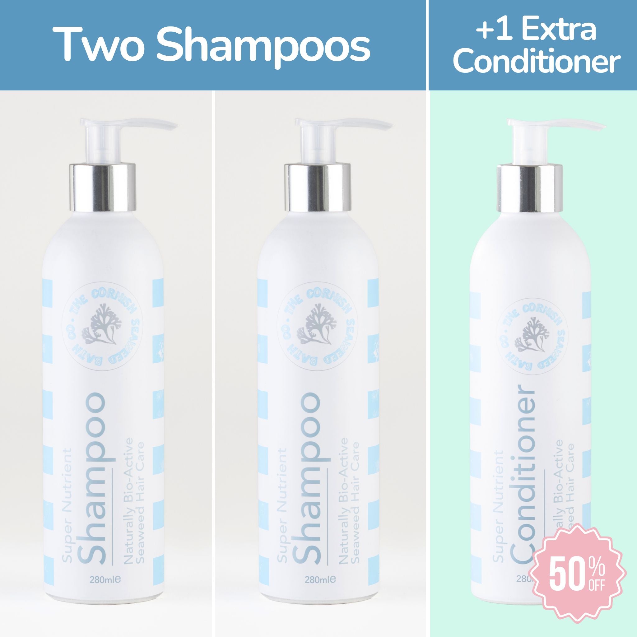 Two Shampoos + Extra Conditioner - The Cornish Seaweed Bath Co.